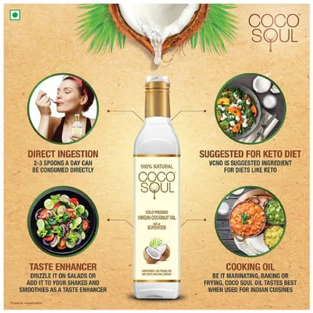 Coco Soul Virgin Coconut Oil - Cold Pressed, Natural, 500 ml-5.webp